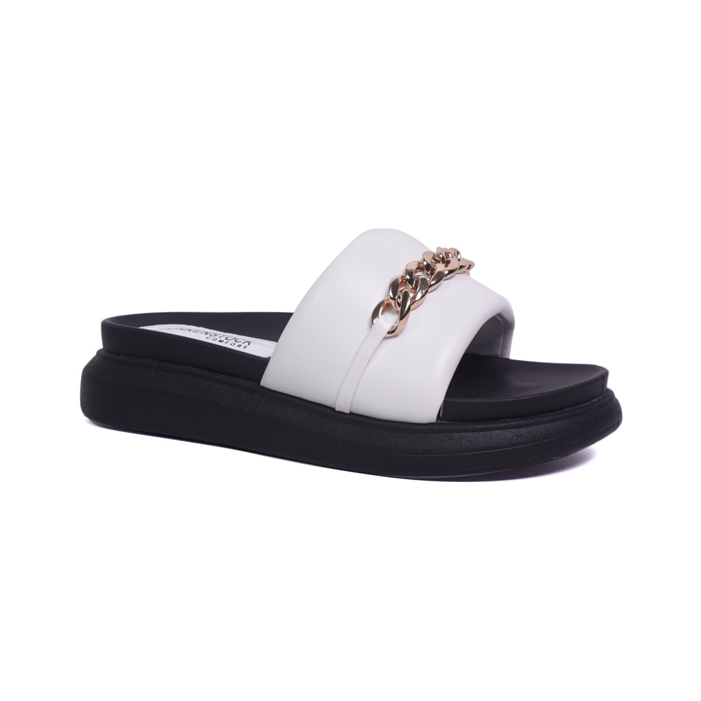 Dunkenstock LEONA Sandal casual wanita sendal wedges model satu strep variasi rantai