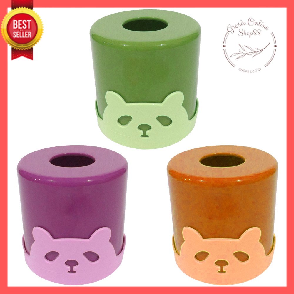 GOS - A313- Tempat Tissue Karakter Panda - Tempat Tissue Bundar - Tempat Tisu Roll Plastik -Tempat Tisu Bulat Panda