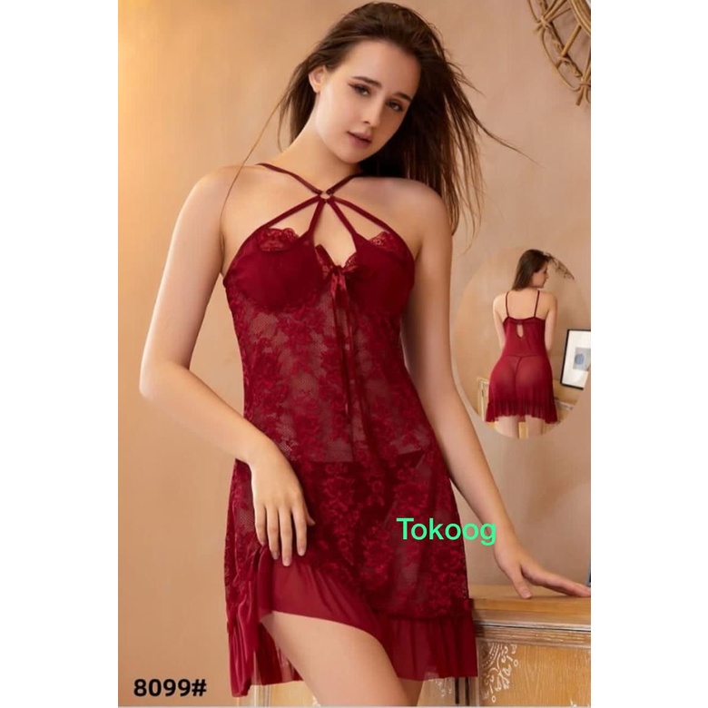 LINGERIE BAJU TIDUR SEKSI RENDA BERTALI PREMIUM GUBALI LACE TIPIS