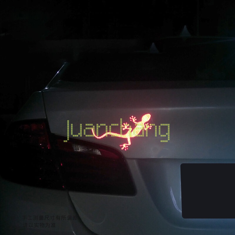 1 / 2 PCS Stiker Reflektor Peringatan Keamanan Model Cicak Untuk Dekorasi Eksterior Mobil