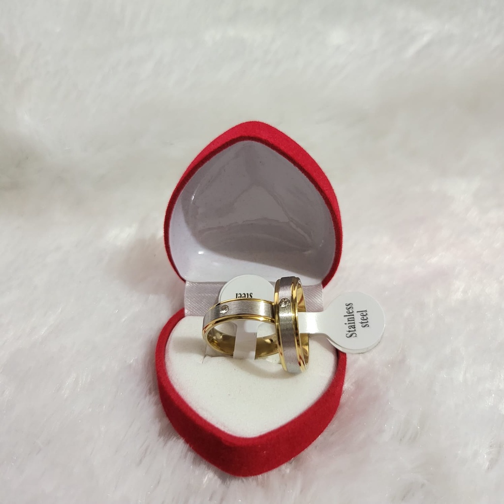 Cincin Mata Emas Anti Karat Cincin Mata Belah CC653/5 Dapat 2 dan box Tunangan Nikah Titanium Stainless Steel Cincin Pria Cincin Wanita Cincin Couple Anti luntur 24 karat