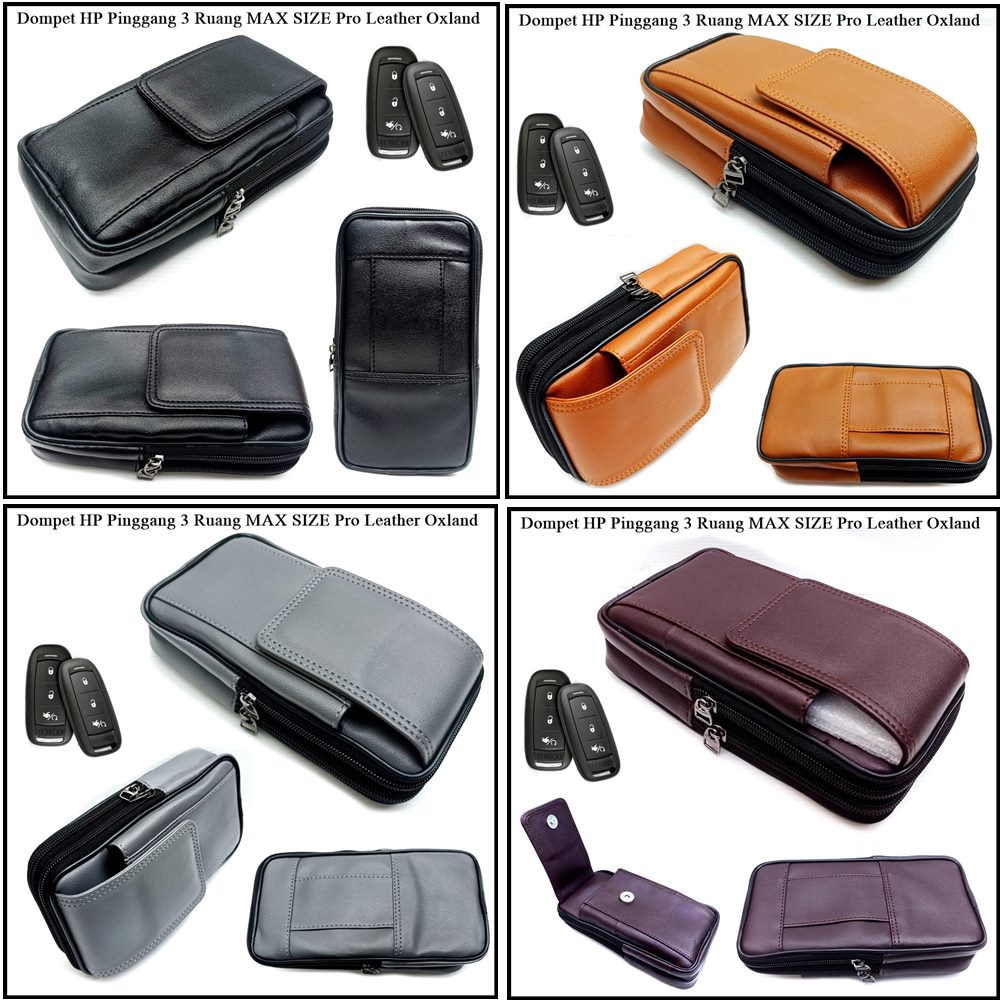 Dompet 3 Ruang Kulit Oxland HP Pinggang Golden BLACK
