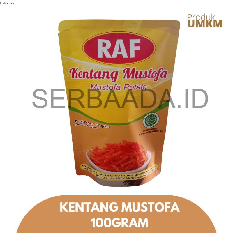 

RAF MAKANAN KENTANG MUSTOFA 100GR/Kentang Mustofa 100g/BEST SELLER!!! KENTANG MUSTOFA KUALITAS PREMIUM/TERMURAH/ KERING KENTANG / KENTANG MUSTOFA / KENTANG KERING /KERING KENTANG MUSTOFA