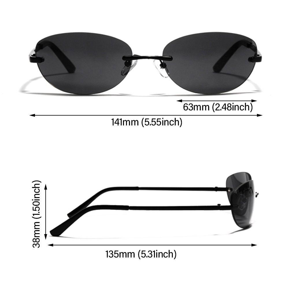 Lily Y2K Kacamata Hitam Eyewear Rimless Goggles 2000'S Punk Sunglasses