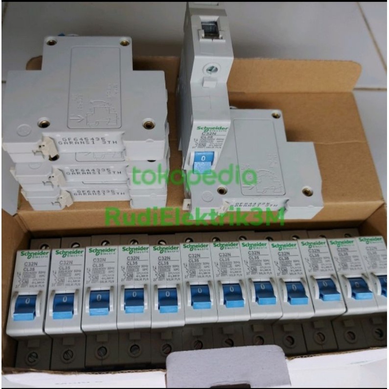 MCB 35A SCHNEIDER 1PHASE BIRU ORIGINAL PLN