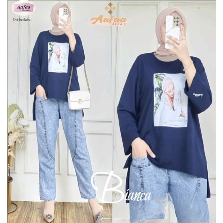 BIANCA BLOUSE BAHAN KAOS KATUN COMBED 24s MOTIF POLOS APLIKASI SABLON UKURAN M L XL DAN XXL BLOUSE OVERSIZE KOREAN STYLE TERBARU 2022 WANITA KEKINIAN PREMIUM ATASAN WANITA LENGAN PANJANG KAOS WANITA HIJAB KEKINIAN