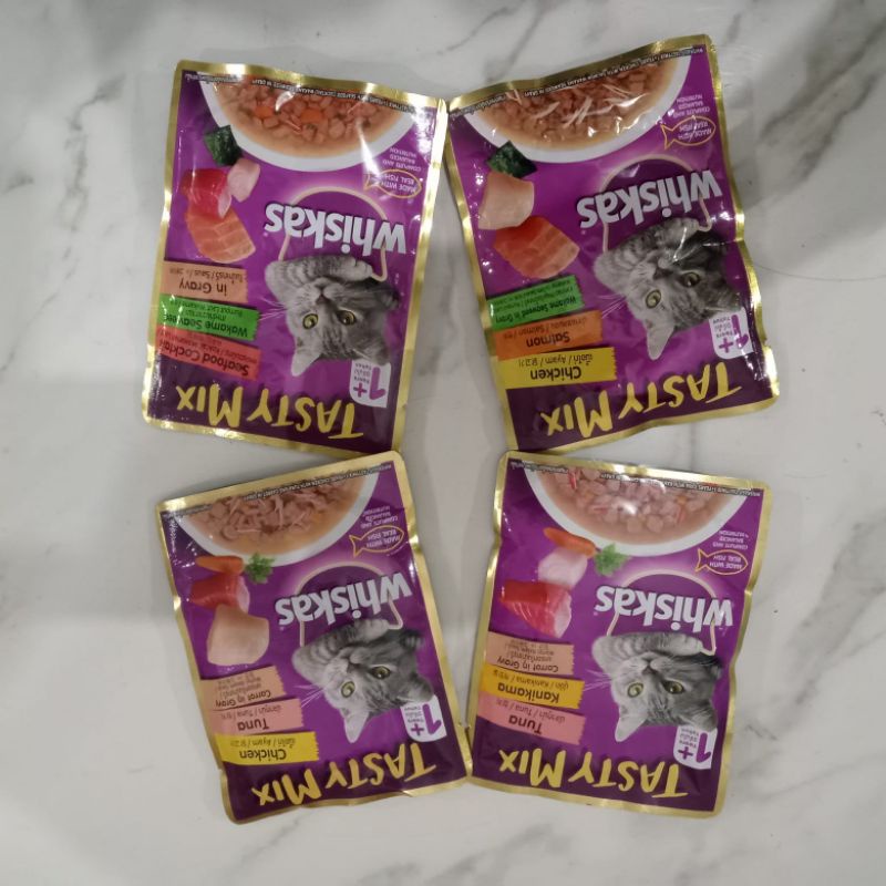 Whiskas sachet tasty mix 70gram promo paket 1dus (isi 24pcs) whiskas pouch tasty mix promo