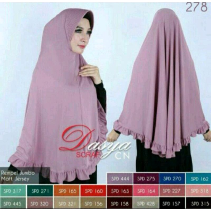 Hijab jersey rempel jumbo/jilbab jumbo rempel bahan jersey