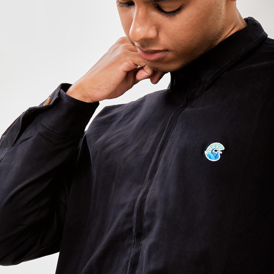 Ready GutenInc - Jaket Trucker Pria Fraser Blue Black Harrington Jacket Twill