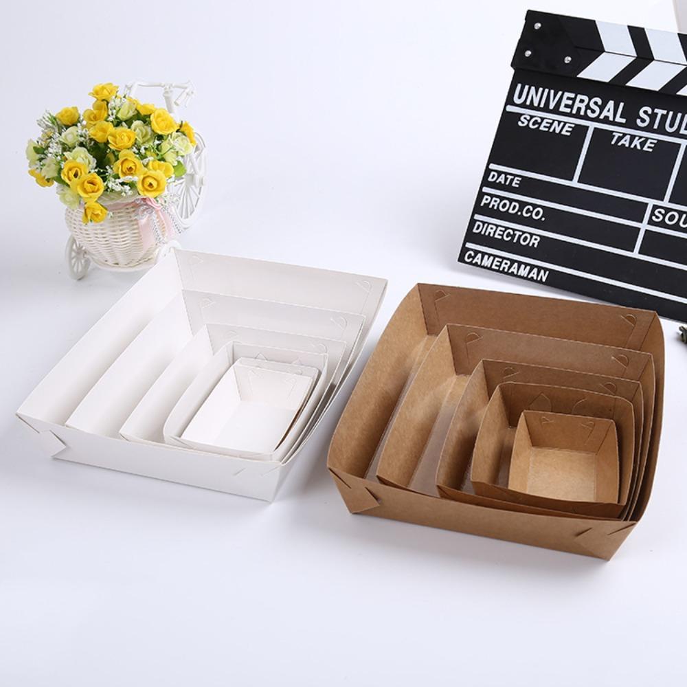 Top 10PCS Boat Shaped Bermanfaat Party Supply Kraft Paper Food Tray