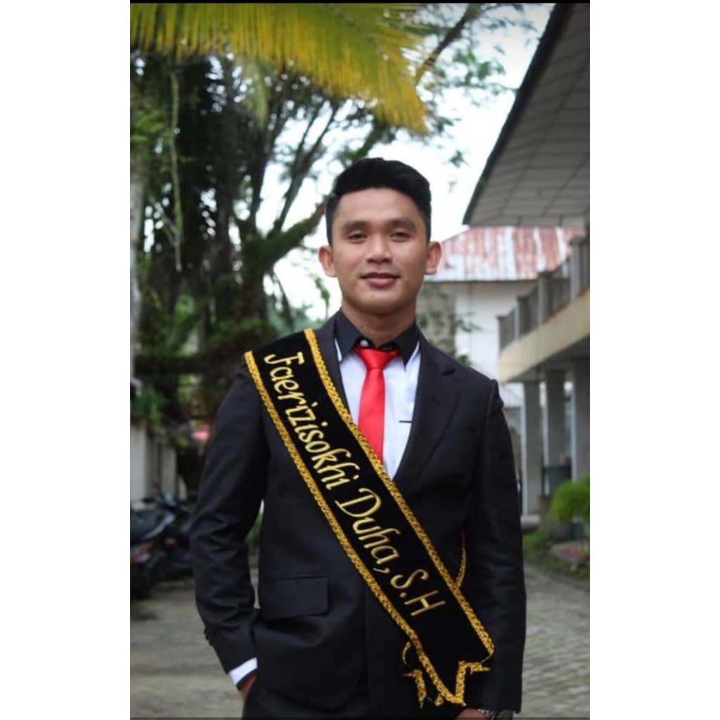 Selempang Wisuda Motif Bordir - Gold