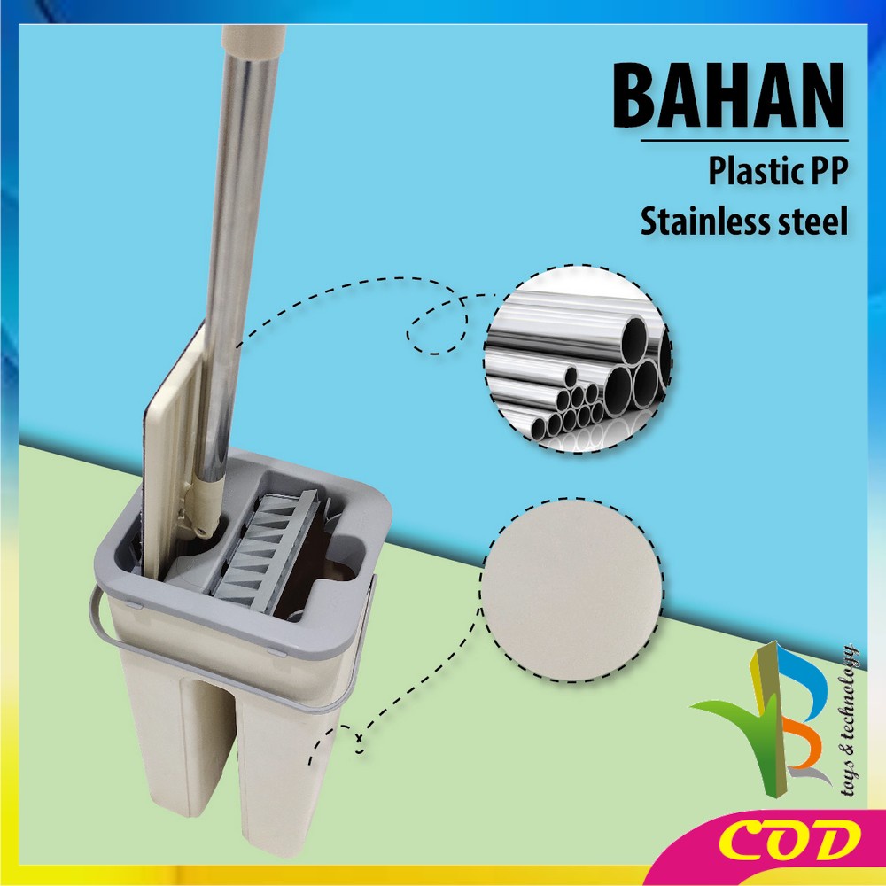 RB-C527 Pel Lantai Ember Petak Praktis Multifungsi / Kain Pel Pembersih Lantai / Mop Scratch Flat With Bucket