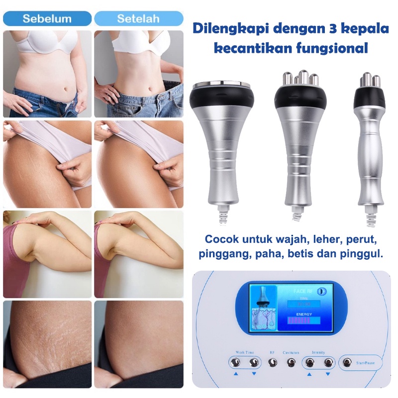 ⭐Newest&amp;Garansi⭐40k RF Sliming Machine 3in1 Wajah Badan Burn fat Hilangkan Kerut/Pelangsing Tubuh/Salon Kecantikan/Ultrasound Cavitation