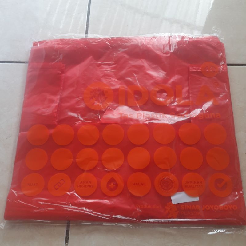 Jual KRESEK JUMBO MERAH 40 X 65 IDOLA KANTONG PLASTIK JUMBO MENGKILAT KUAT MERAH EKONOMIS