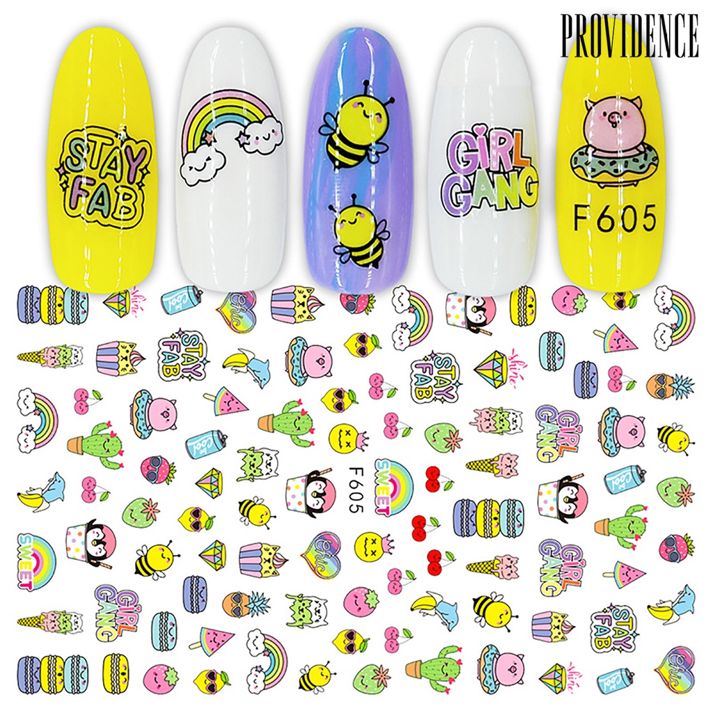 Providence Stiker Kuku 3D Motif Daun Maple / Kaktus / Santa Claus / Pohon Maple Untuk Dekorasi Nail Art / Manicure DIY