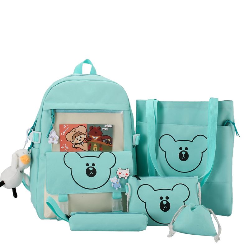 BJ212471 (5IN1) - BLACK/BLUE/GREEN/PINK/PURPLE - TAS RANSEL SEKOLAH WANITA FASHION KOREA CHINA IMPORT MODIS ELEGAN TERMURAH TERLARIS TERBARU BAGSTORE JAKARTA TAS BATAM JT12471