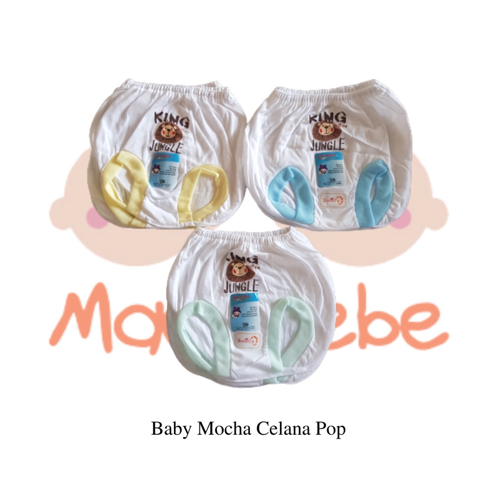 Baby Mocha Celana Pop Putih Polos Sablon Isi 6 Pcs