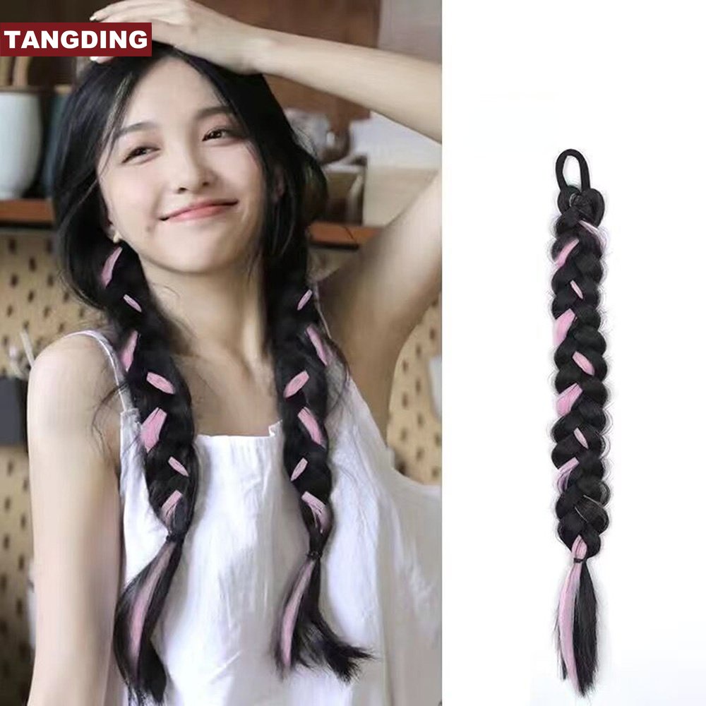 1 Pc Wig Rambut Palsu Model Kepang Twist Ponytails Warna Gradien Natural Untuk Aksesoris Perempuan