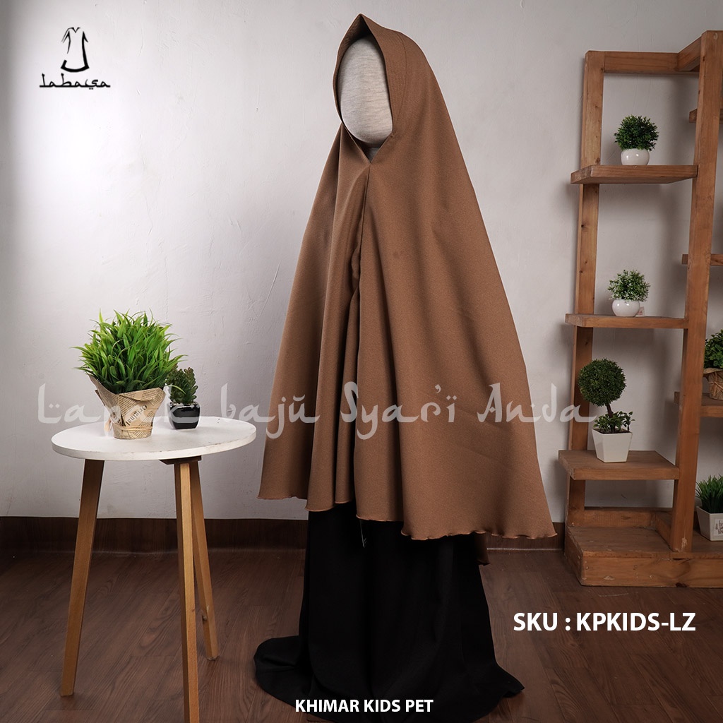 Labasa Jilbab Khimar Anak Syari Non Pet Hitam Polos &amp; Aneka Warna Ity Crepe | Bisa COD