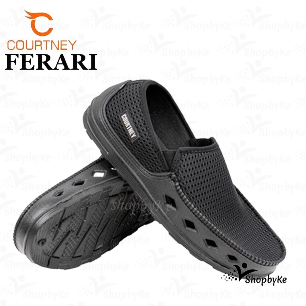 Sepatu Selop Pria Courtney FERARI Warna HITAM BIRU ABU Size 38-43 - Fashion Casual Pria