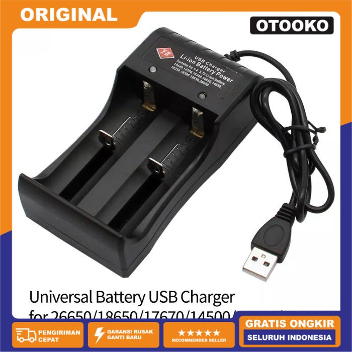 Charger Cas Baterai Battery batre 2 Slot USB Universal AAA 18650 VAPE