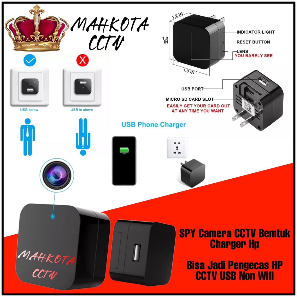 SPY CAM 5MP HIDDEN MINI USB CHARGER FULL HD1080P Camera USB Charger Adeptor/USB MURNIH 100% ORY