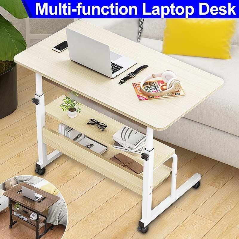 BEST SELLER Meja Laptop Roda Portable Multifungsi Stand Aluminium Meja Belajar Desain Praktis Elegan Premium -COD