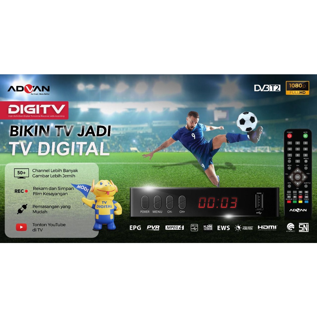 ADVAN DIGITV DVBT2 Full HD 1080p STB Set Top Box TV Digital Receiver Garansi Resmi / ADVAN STB / STB ADVAN / SET TOP BOX ADVAN