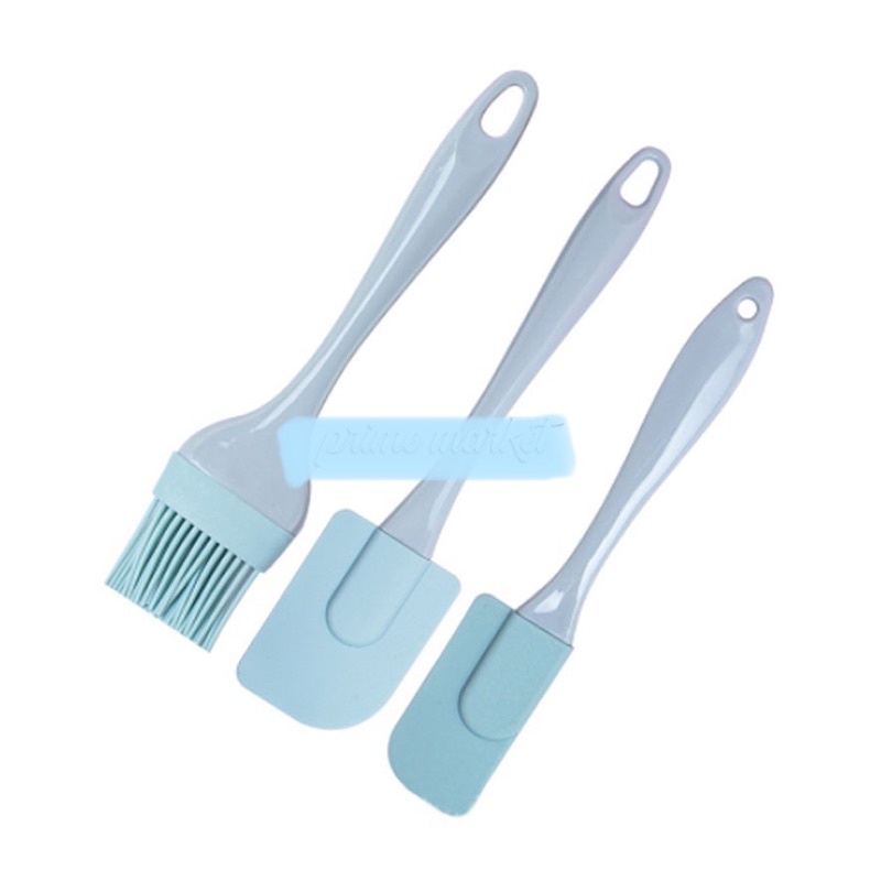 Spatula Silikon Tahan Panas Set / Spatula Set 3 in 1 / Kuas Silikon Tahan Panas