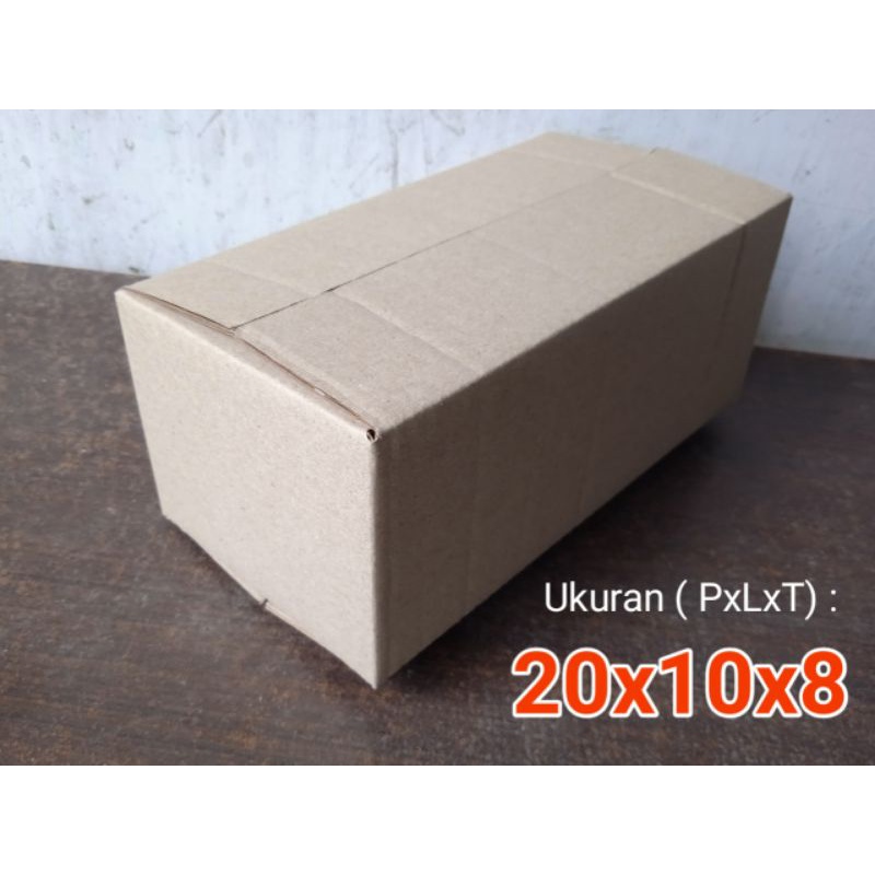 

Kerdus packing online shop ukuran 20x10x8 cm singgle wal die cut box polos