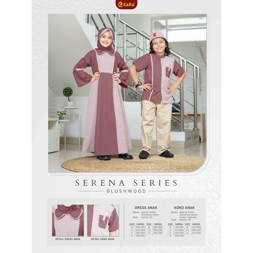 BAJU KELUARGA KEKE SERENA SERIES TERBARU 2022 BLUSHWOOD PAKAIAN SARIMBIT