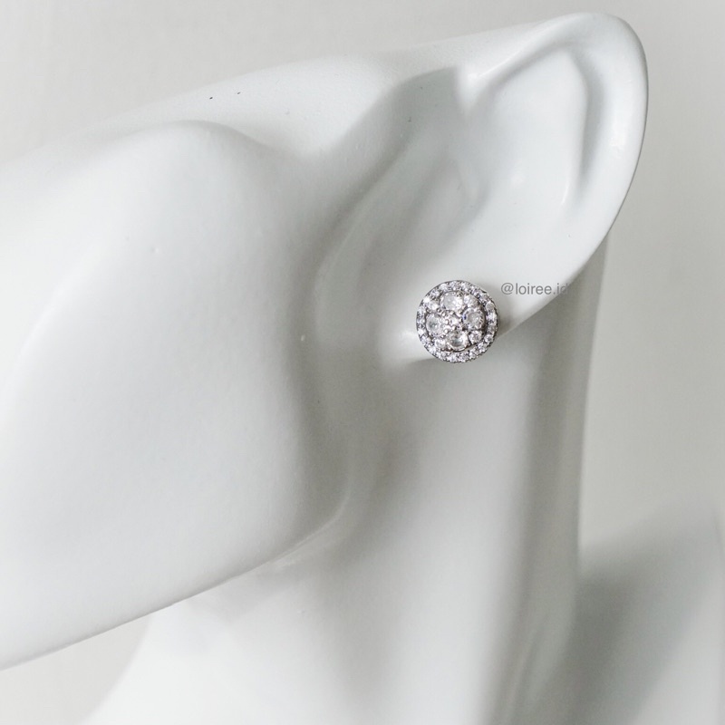 JOLIE | Wedding Collection - Zirconia Round Halo Stud Bridal Earrings - Anting Wanita