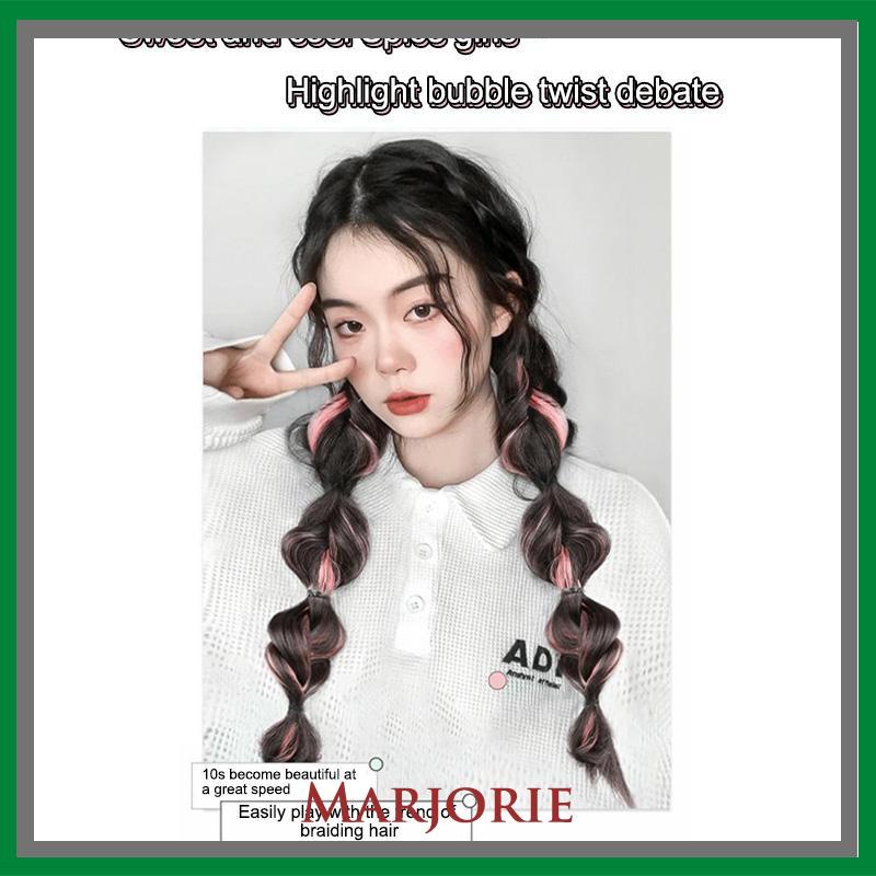 Ekor Kuda Poni Ganda Tinggi Wanita  Sorot Lantern Puff  Kepang Twist  Kepang Wig Tali-MJD