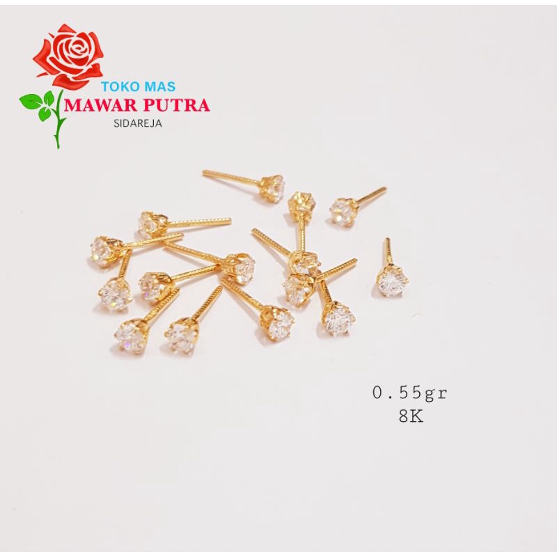 Anting tusuk mata emas muda 8K