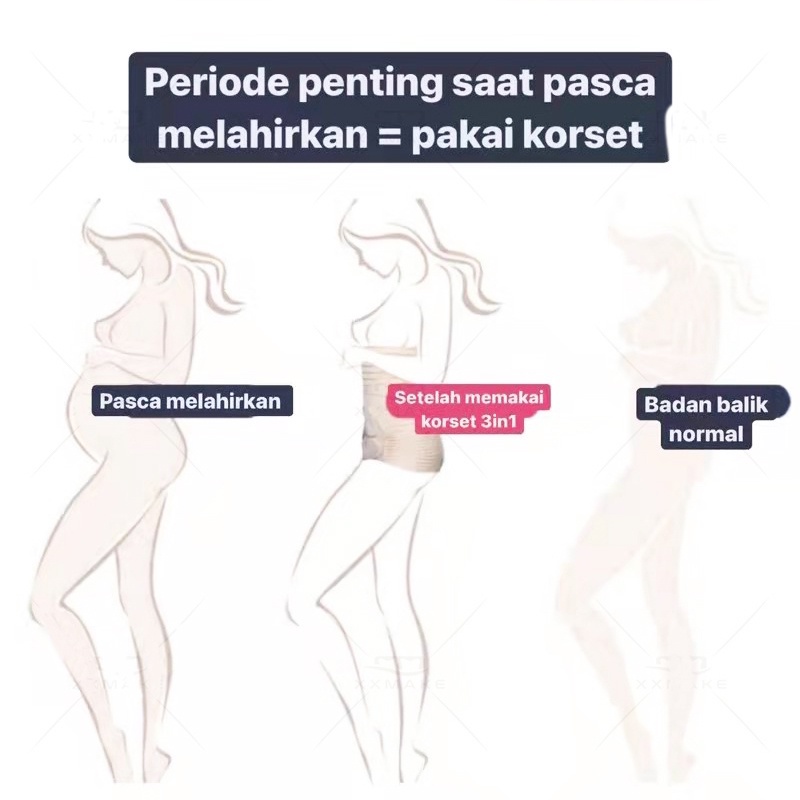 Korset 3 IN 1 Korset Melahirkan Wanita Postnatal Corset Pelangsing Pasca Melahirkan Recovery Breathable