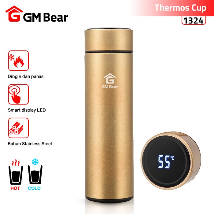GM Bear Termos Air Panas 500ml Thermos Suhu Display LED 1325 - Tumbler LED Black