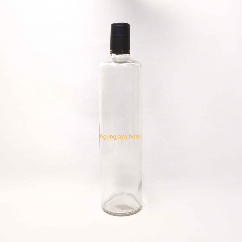 Botol Kaca Food 1 L Round VCO Clear Tutup Hijau Tidak Segel / Botol Kaca VCO / Botol Kaca Food / Bot