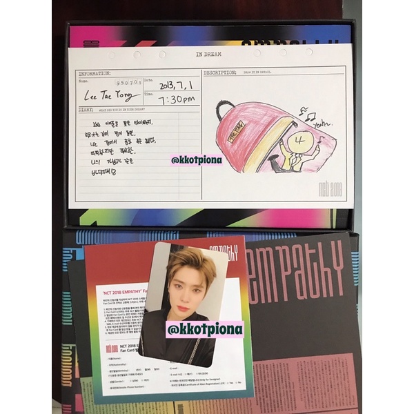 NCT 2018 Emphaty Empathy Album Dream Version Jaehyun Taeyong pc (unsealed)
