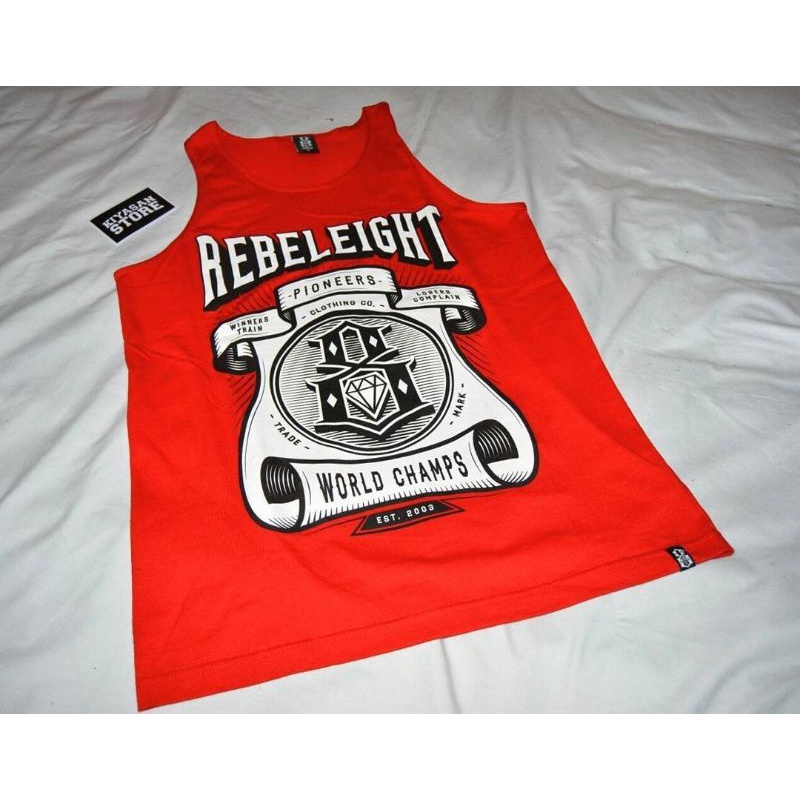 Rebel 8 x world champ red tank size M kaos rebel 8 original baju rebel eight murah
