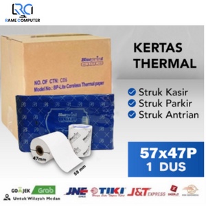 KERTAS THERMAL PAPER ROL MURAH STRUK KASIR PPOB BLUEPRINT LITE 57x47P 57x47- 1 DUS ISI 100 ROLL