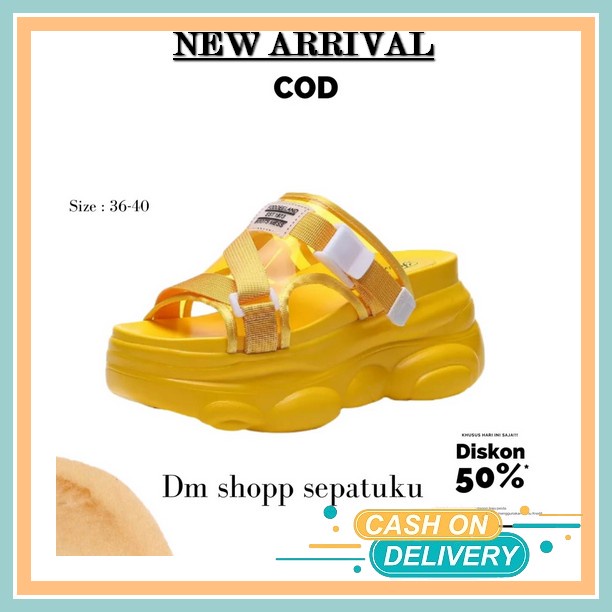 Sandal Wanita Tali Silang Wedges Import Remaja Selop Premium K2F5 Karet Kekinian Fashion Tertutup Pe