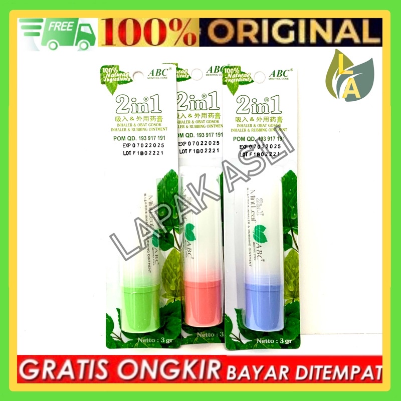 ABC Menthol Cone 2 in 1 ( 3 Gram ) - Inhaler Dan Obat Gosok