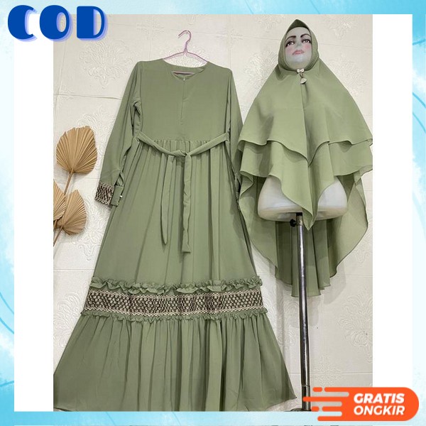 Gamus Syari Fashion Muslim Jubah Ibu2 Kekinian Juba 1 Set Jilbab Baju Ghamis Syar'I Terbaru Gami Dan