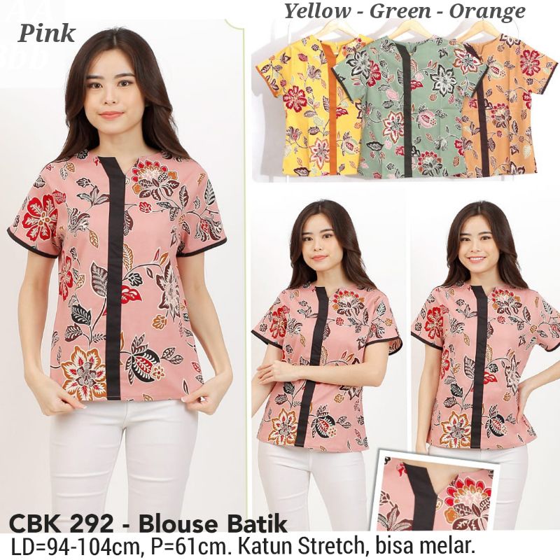 BLOUSE BATIK MONA 19 MODERN, ATASAN KERJA KANTOR CEWEK ETNIK FASHION WANITA MURAH