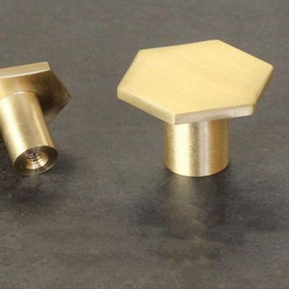 Gold Handle Brass Hexagon Knob Cabinet Pull Tarikan Laci Emas