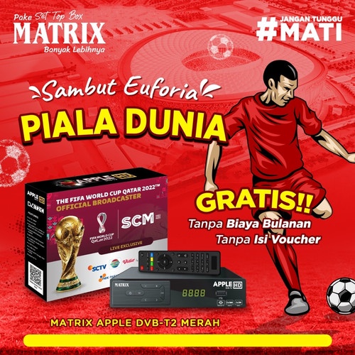 MATRIX STB WORLD CUP DIGITAL Set Top Box TV APPLE RED HIGH QUALITY Gratis Siaran Bola YOUTUBE DVB