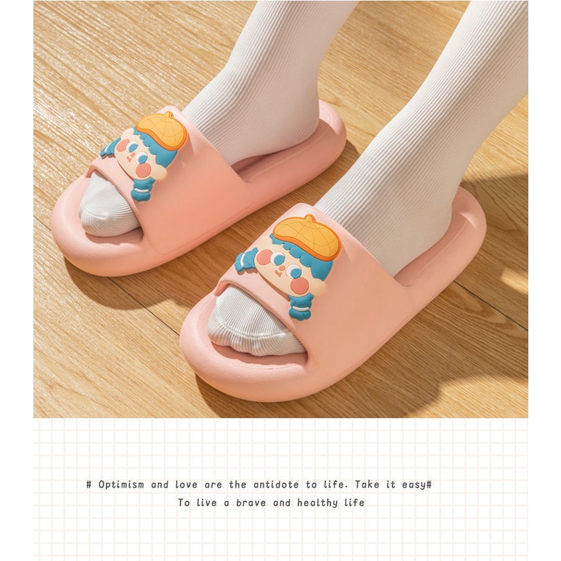 Gobra ♕ SA019 Sandal Empuk EVA Import Sendal Rumah Motif Girl Cute Fashion Korea Wanita Bahan Rubber Anti Sakit