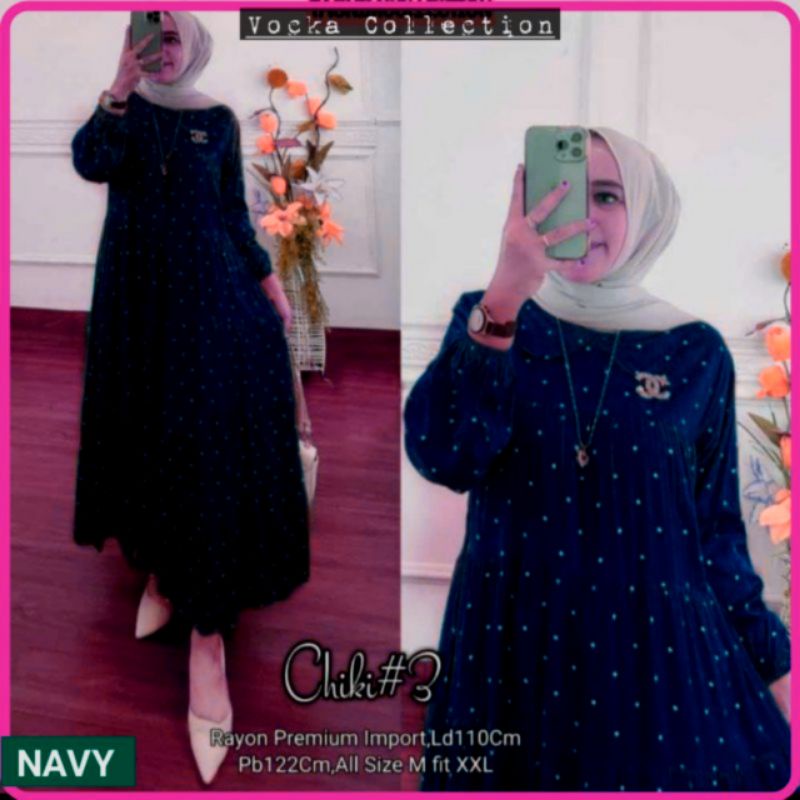 [COD] Gamis Dress Marsya Polkadot Bahan Rayon Tebal Terlaris