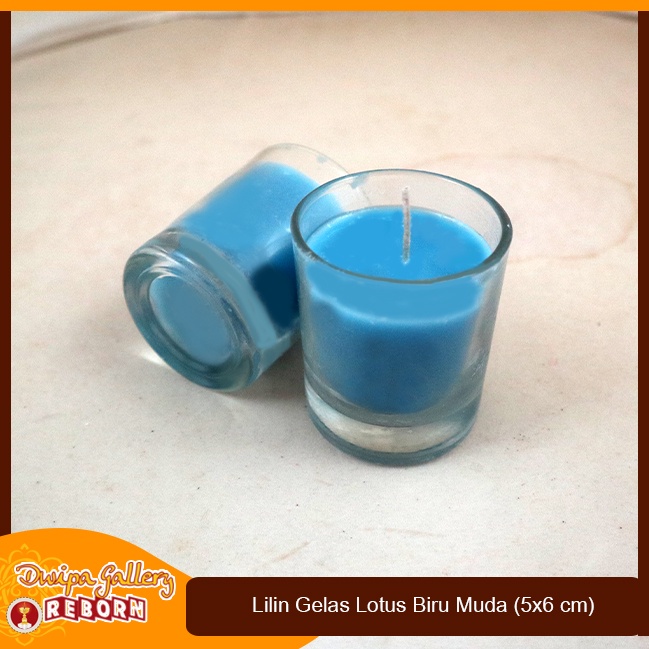 Lilin Stearin Candle Biru Muda Gelas Cafe Resto Hotel Spa Serbaguna