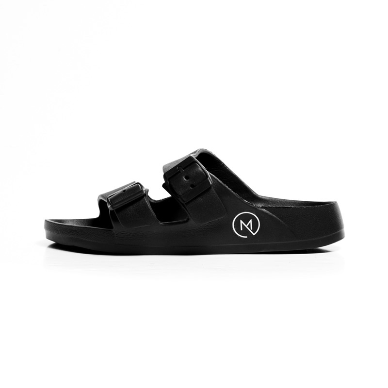 MARQUE.CO Rubber Sandals - Sendal Karet Bentuk Gesper Warna Hitam Black untuk Pria &amp; Wanita